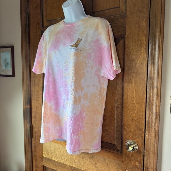 NWT Simply Southern Pink/Orange Tie Dyed "Cowgirl Summer" Short Sleeve Tee Large - Picture 6 of 13